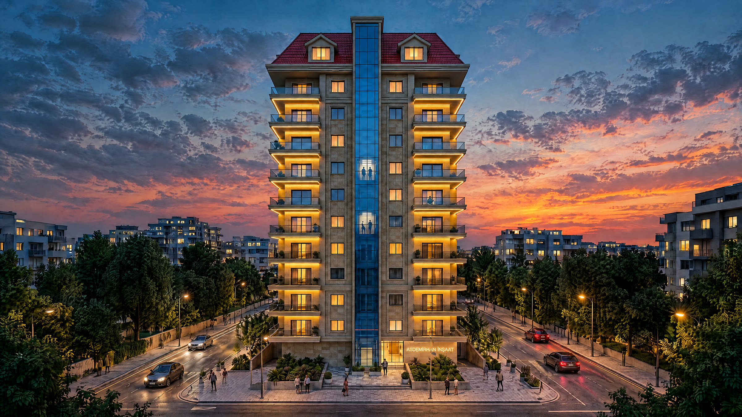 Asdemirhan İnşaat tarafından tamamlanan proje, akşam görünümü